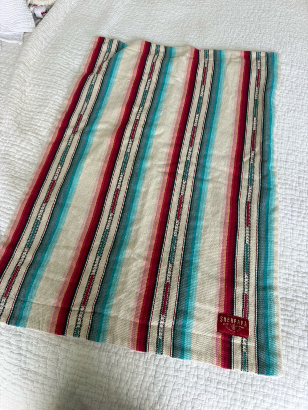 Sherpapa Kids Striped Bib in Red, Teal & Cream